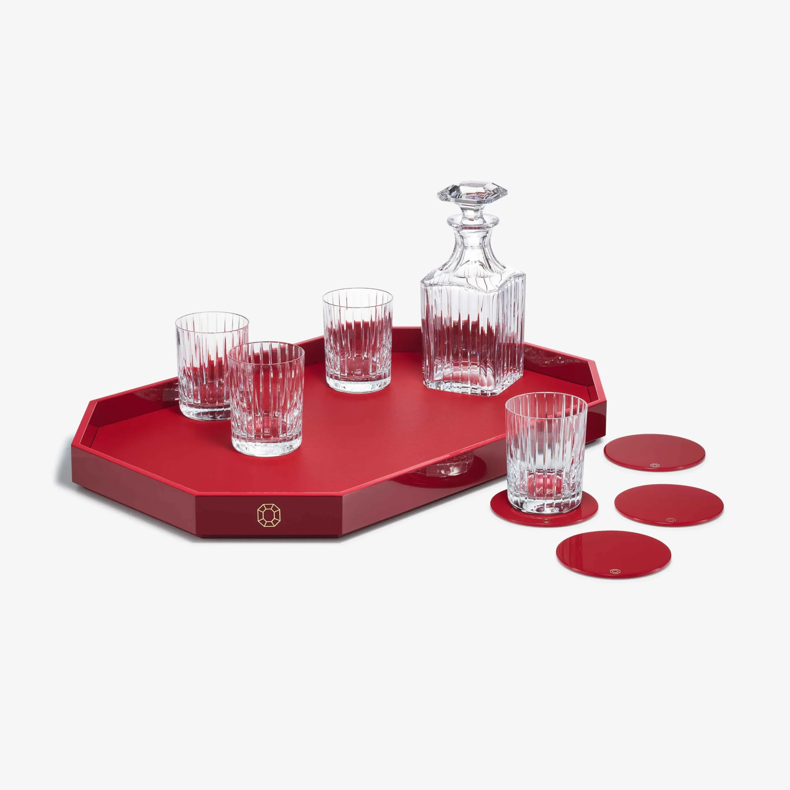 Octogone Tray L & Coaster X4 & Harmonie Tumblers & Whiskey Decanter | Baccarat United States