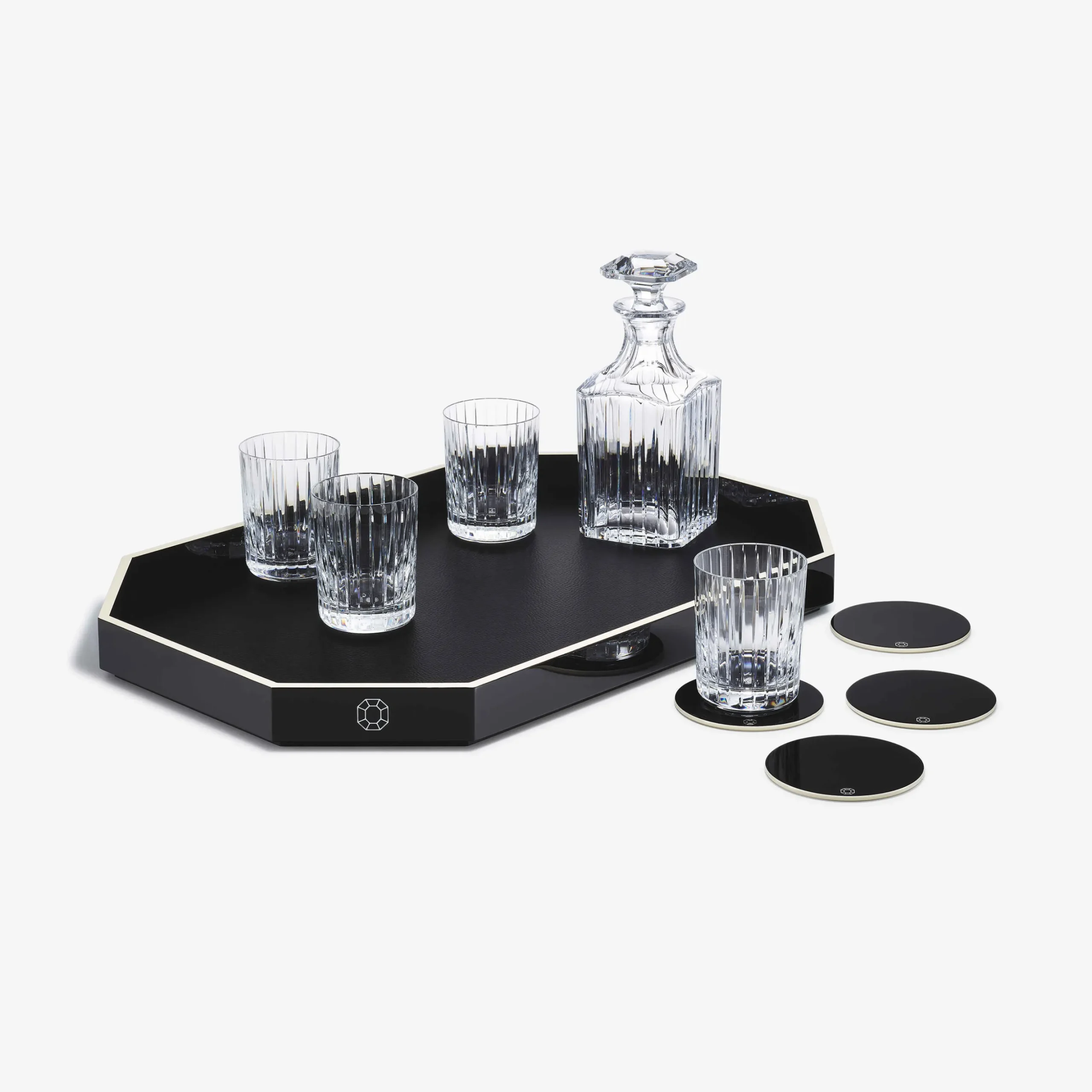 Octogone Tray L & Coaster X4 & Harmonie Tumblers & Whiskey Decanter | Baccarat United States